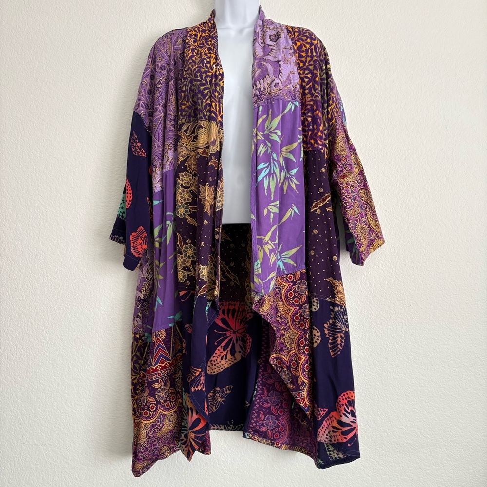 Wild Thing Wild Woman Patchwork Art to Wear Bohemian Open Kimono Duster One Size